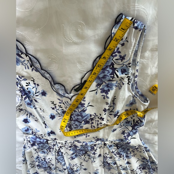 For Cynthia XL White w/Blue Floral Print Sleeveless MidAxi Dress - Picture 7 of 14